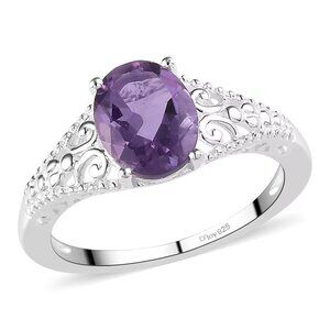 Bolivian Amethyst Solitaire Sterling Silver Ring